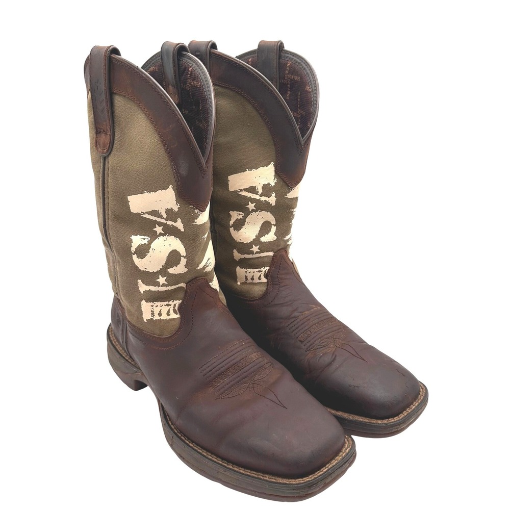 Durango Rebel Mens Army Green USA 1776 Western Boots Brown 9.5M